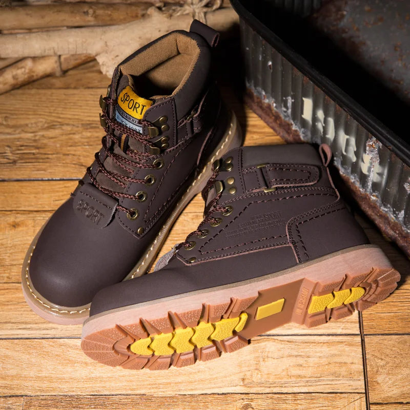 Echtes Leder Herren Winter Frühling Knöchel Trekking Militär Schnee Gelbe Taktische Stiefel Outdoor Schuhe für Frauen Männer Arbeitsschuhe