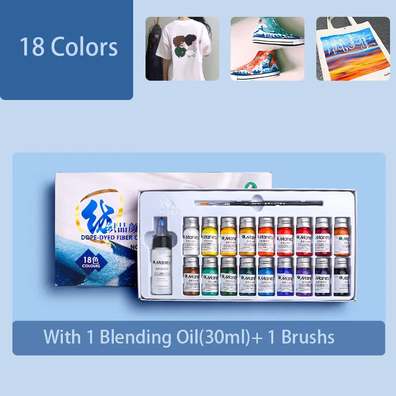 Marie’s Dope-Dyed Fiber Permanent Fabric Paint Set 12/36 Colors 10ml/Tube Textile Acrylic Paints for Clothes Canvas Waterproof - Sun Studio