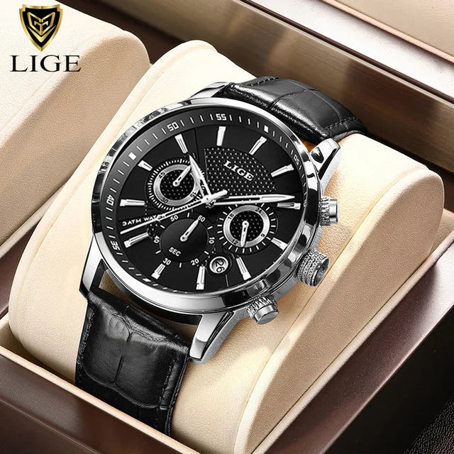 LIGE 2026 Uhr Herren Mode Sport Quarz Uhren Herren Uhren Top Marke Leder Militär Wasserdicht Datum Uhr Relogio Masculino
