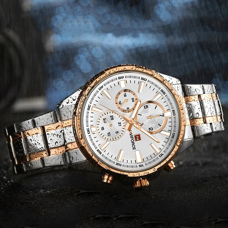 NAVIFORCE Classic Casual Business Male Watches Stainless Steel Waterproof Wristwatch Quartz Date Display Clock Relogio Masculino - Sun Studio