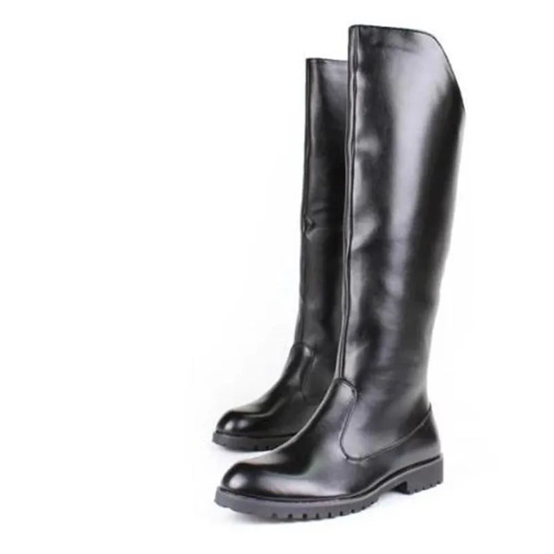 Men British Honour Guard Motorcycle Riding Equestrian Mens Boots Knee High Casual Zipper Cowboy Leather stage boots size 37 46 - Sun Studio