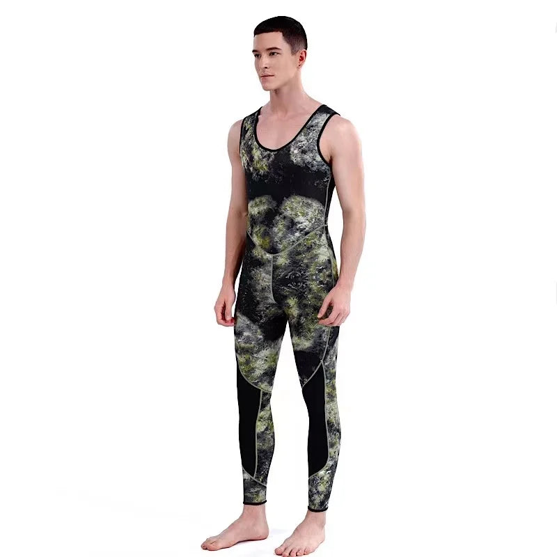 Camouflage SCR Neoprene 3mm Swim Wetsuits Men's Diving Suit Split Scuba Snorkel Swimsuit Spearfishing Surfing Jumpsuit Equipment - Sun Studio