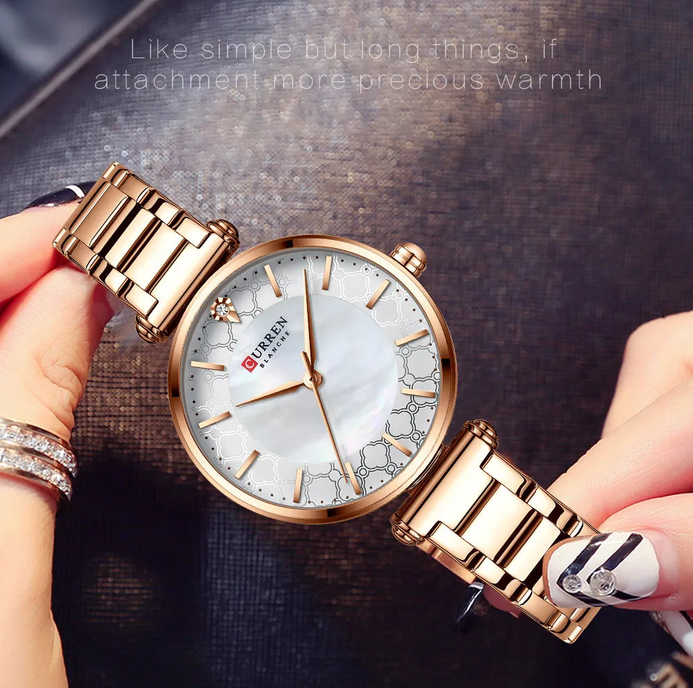 Watches Women CURREN Top Brand Fashion Thin Quartz Wristwatch with Charming Stainless Steel Bracelet часы женские наручные - Sun Studio