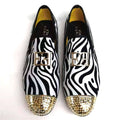 XQWFH 2021 Fashion Mens Loafers Bow Tie Black White Leather Slip On Moccasins Luxury Smoking Flats Men Wedding Dress Shoes - Sun Studio