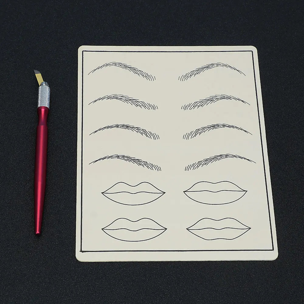 Doppelseitige Augenbrauen-Tattoo-Übungshaut Silikonhaut-Kits Tattoo-Zubehör für Microblading Permanent Make-up Anfänger PMU Set