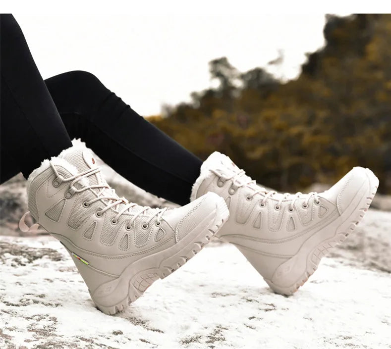 New Warm Plush Snow Boots Men Lace Up Casual High Top Men's Boots Waterproof Winter Boots Anti-Slip Ankle Boots Men's Work Boots - Sun Studio