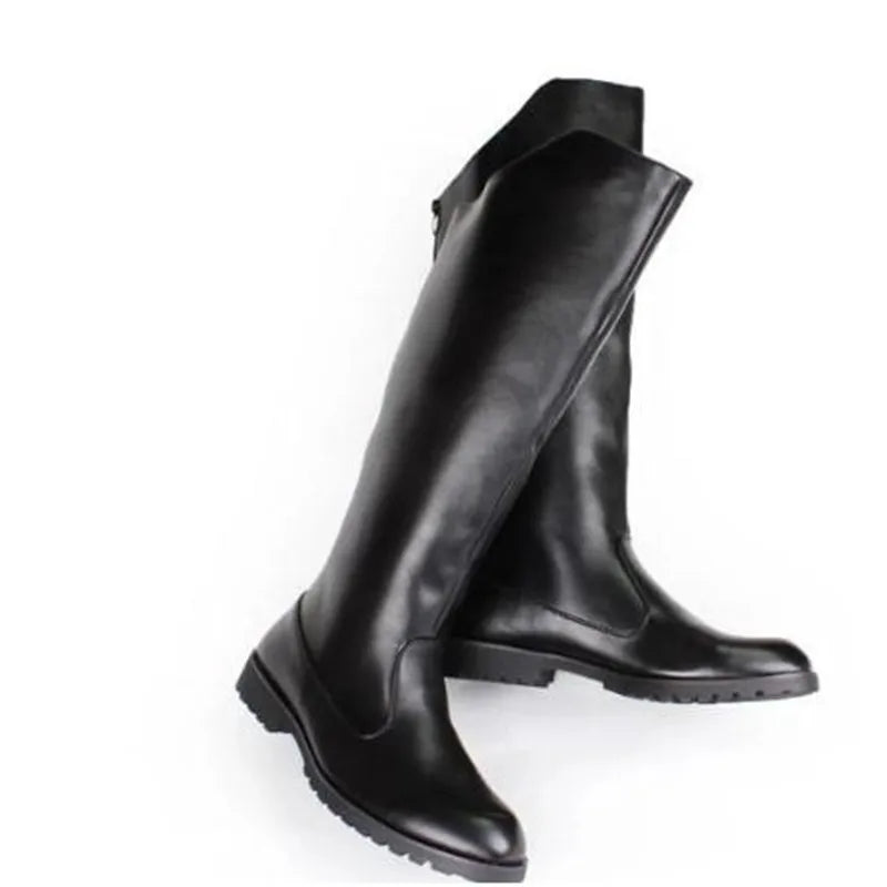 Men British Honour Guard Motorcycle Riding Equestrian Mens Boots Knee High Casual Zipper Cowboy Leather stage boots size 37 46 - Sun Studio