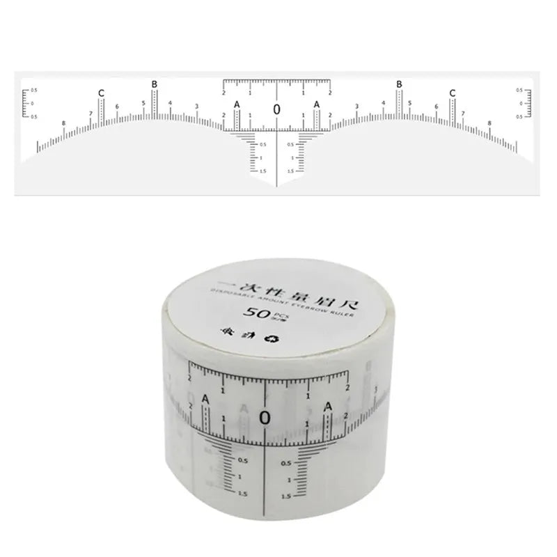 50PCS Disposable Eyebrow Ruler Sticker Adhesive Microblading Eyebrow Tattoo Brow Styling Mapping Guide Permanent Makeup Tool - Sun Studio