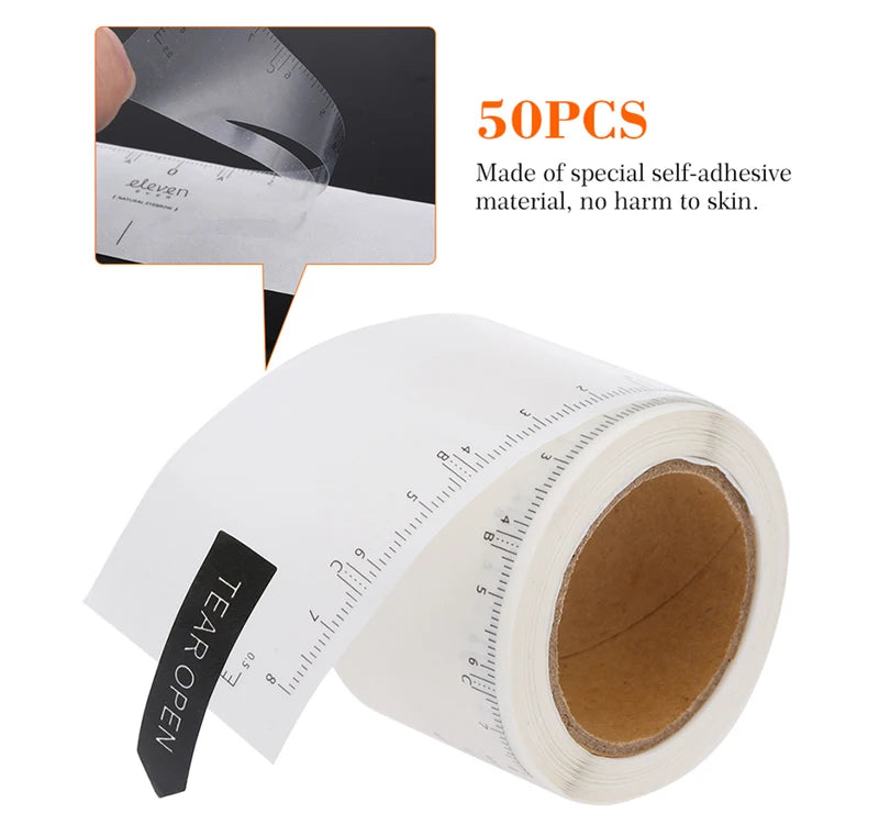 50PCS Disposable Eyebrow Ruler Sticker Adhesive Microblading Eyebrow Tattoo Brow Styling Mapping Guide Permanent Makeup Tool - Sun Studio
