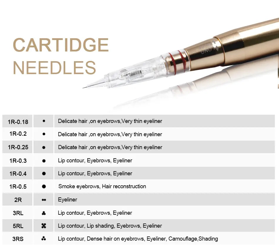Biomaser Professional Permanent Makeup Cartridge Needles 1R/2R/3RL/5RL Disposable Sterilized Tattoo Pen Machine Needles Tips - Sun Studio