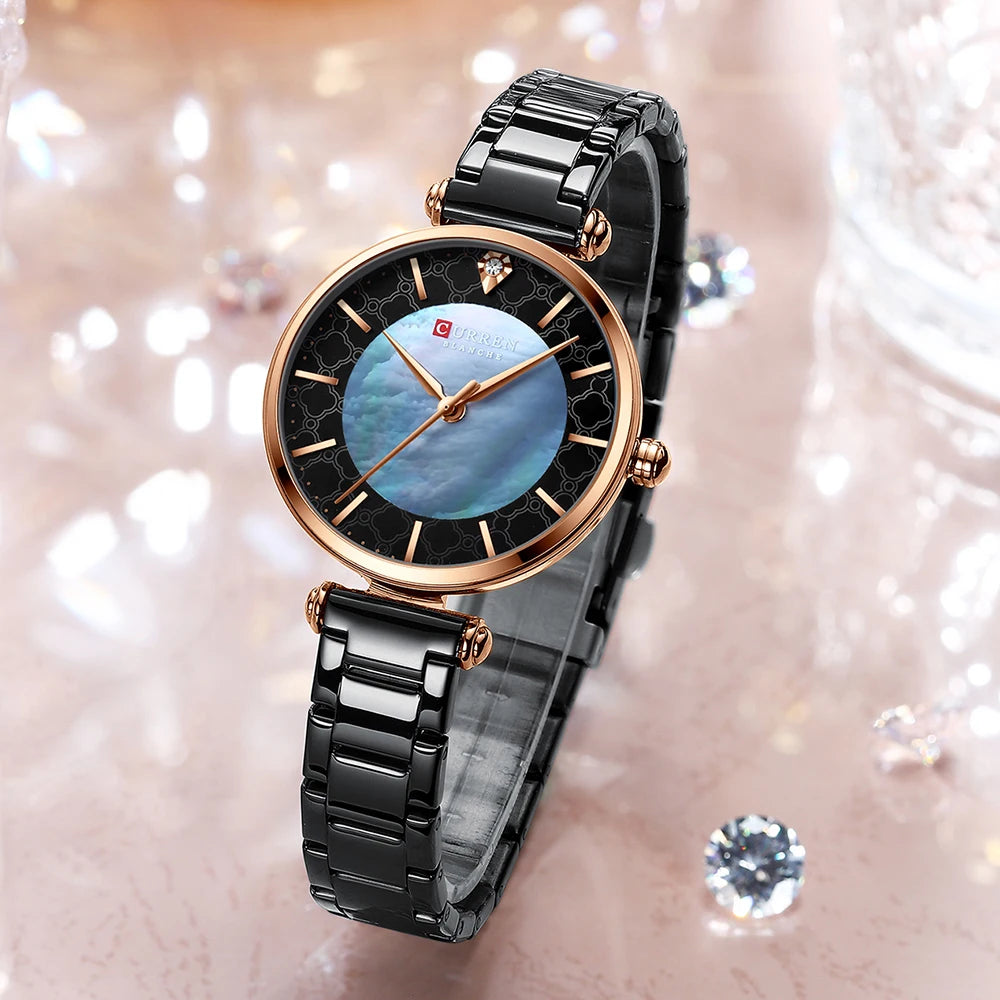 Watches Women CURREN Top Brand Fashion Thin Quartz Wristwatch with Charming Stainless Steel Bracelet часы женские наручные - Sun Studio