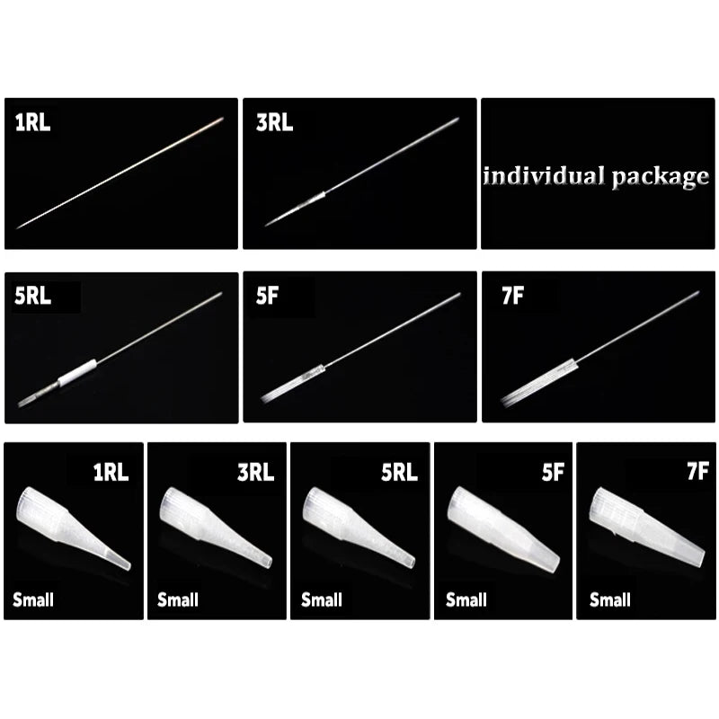 100p 1RL/3RL/5RL/5F/7F Individual Packed Eyebrow Tattoo Tip Permanent Makeup Machine Tattoo Needle Tip Tattoo Nozzle Needle Caps - Sun Studio