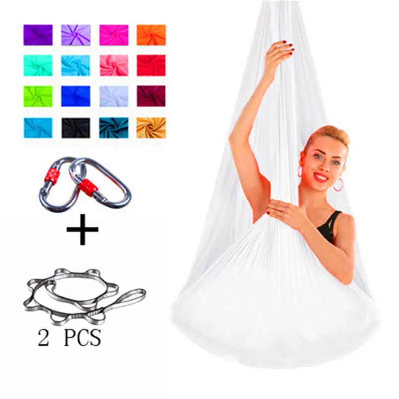 Stretch fabric Full set Flying-Aerial Yoga Hammock Fabric Swing Latest Multifunction Anti-gravity Yoga belts for yoga training - Sun Studio