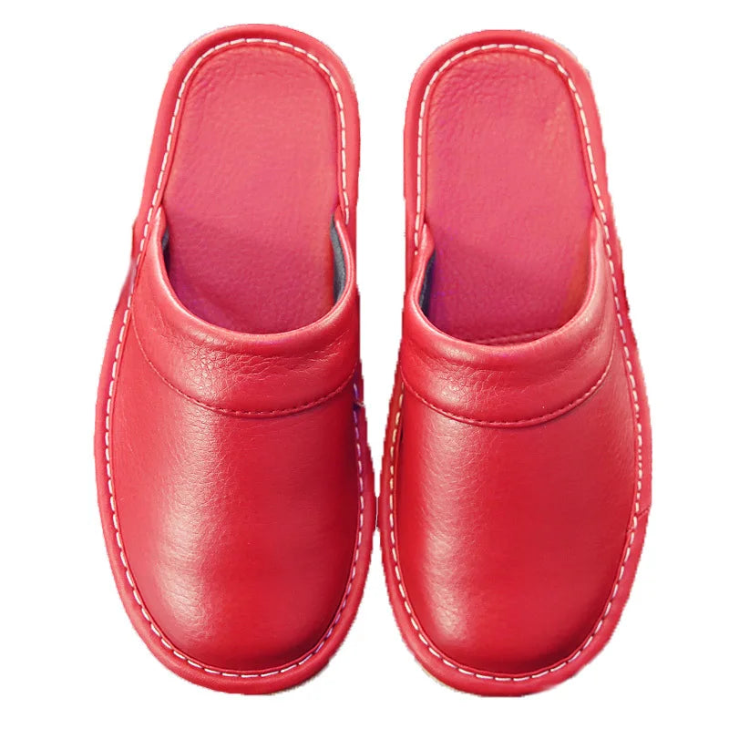 Classic PU Leather Slippers Male Indoor Unisex Shoes Men 2021 Fashion Man Leather Shoes Home Slippers Waterproof Man House Shoes - Sun Studio