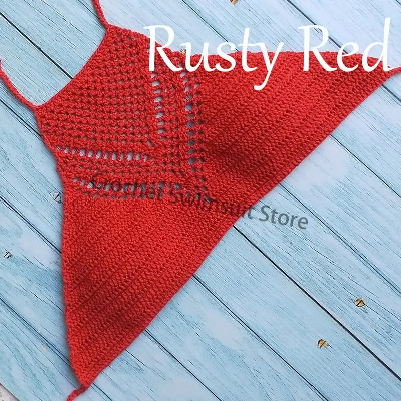 Women Sexy Bikini Tops High Neck Hollow Out Halter Swimwear Crochet Separate Swimsuit Bikini Bra Hot Sale - Sun Studio