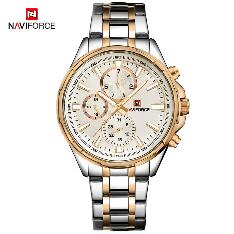 NAVIFORCE Classic Casual Business Male Watches Stainless Steel Waterproof Wristwatch Quartz Date Display Clock Relogio Masculino - Sun Studio