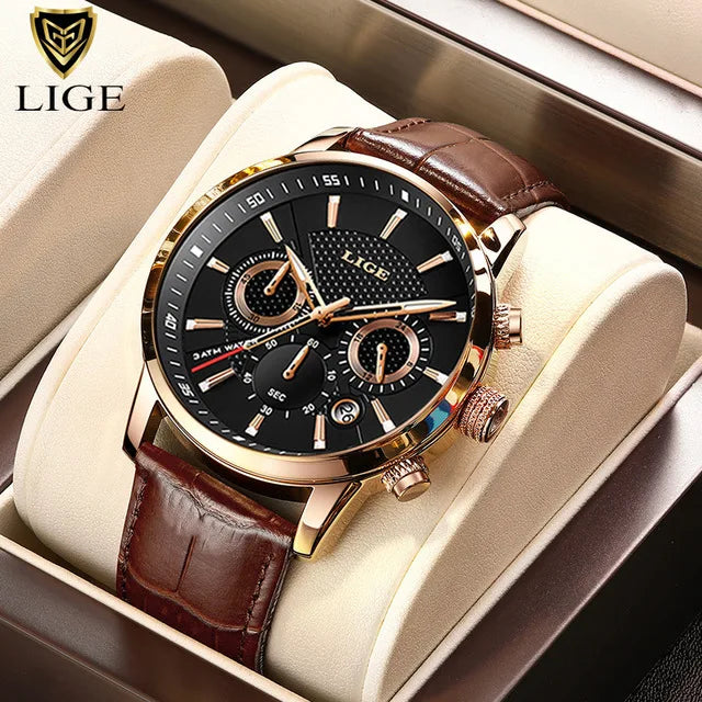 LIGE 2026 Uhr Herren Mode Sport Quarz Uhren Herren Uhren Top Marke Leder Militär Wasserdicht Datum Uhr Relogio Masculino
