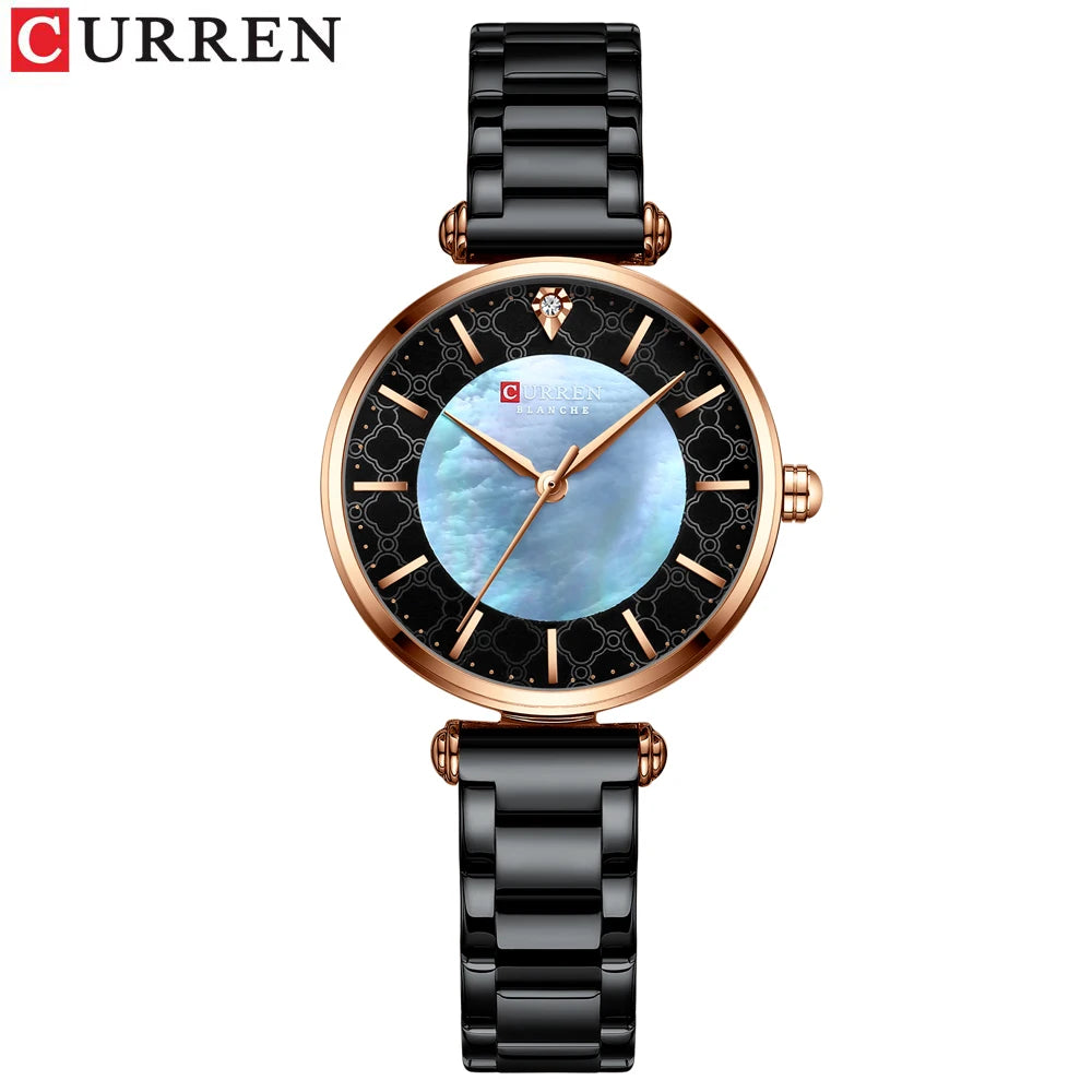 Watches Women CURREN Top Brand Fashion Thin Quartz Wristwatch with Charming Stainless Steel Bracelet часы женские наручные - Sun Studio