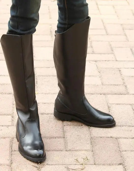 Men British Honour Guard Motorcycle Riding Equestrian Mens Boots Knee High Casual Zipper Cowboy Leather stage boots size 37 46 - Sun Studio