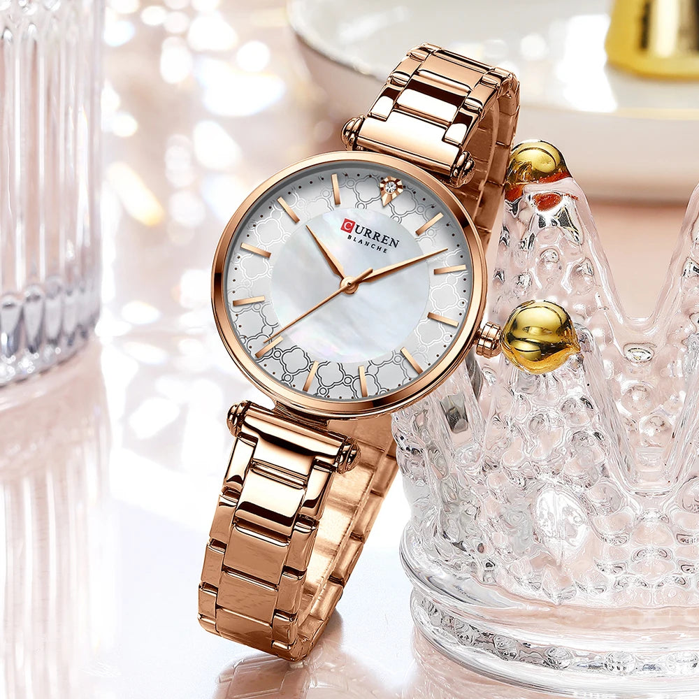 Watches Women CURREN Top Brand Fashion Thin Quartz Wristwatch with Charming Stainless Steel Bracelet часы женские наручные - Sun Studio