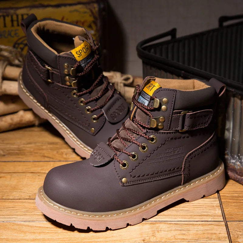 Echtes Leder Herren Winter Frühling Knöchel Trekking Militär Schnee Gelbe Taktische Stiefel Outdoor Schuhe für Frauen Männer Arbeitsschuhe