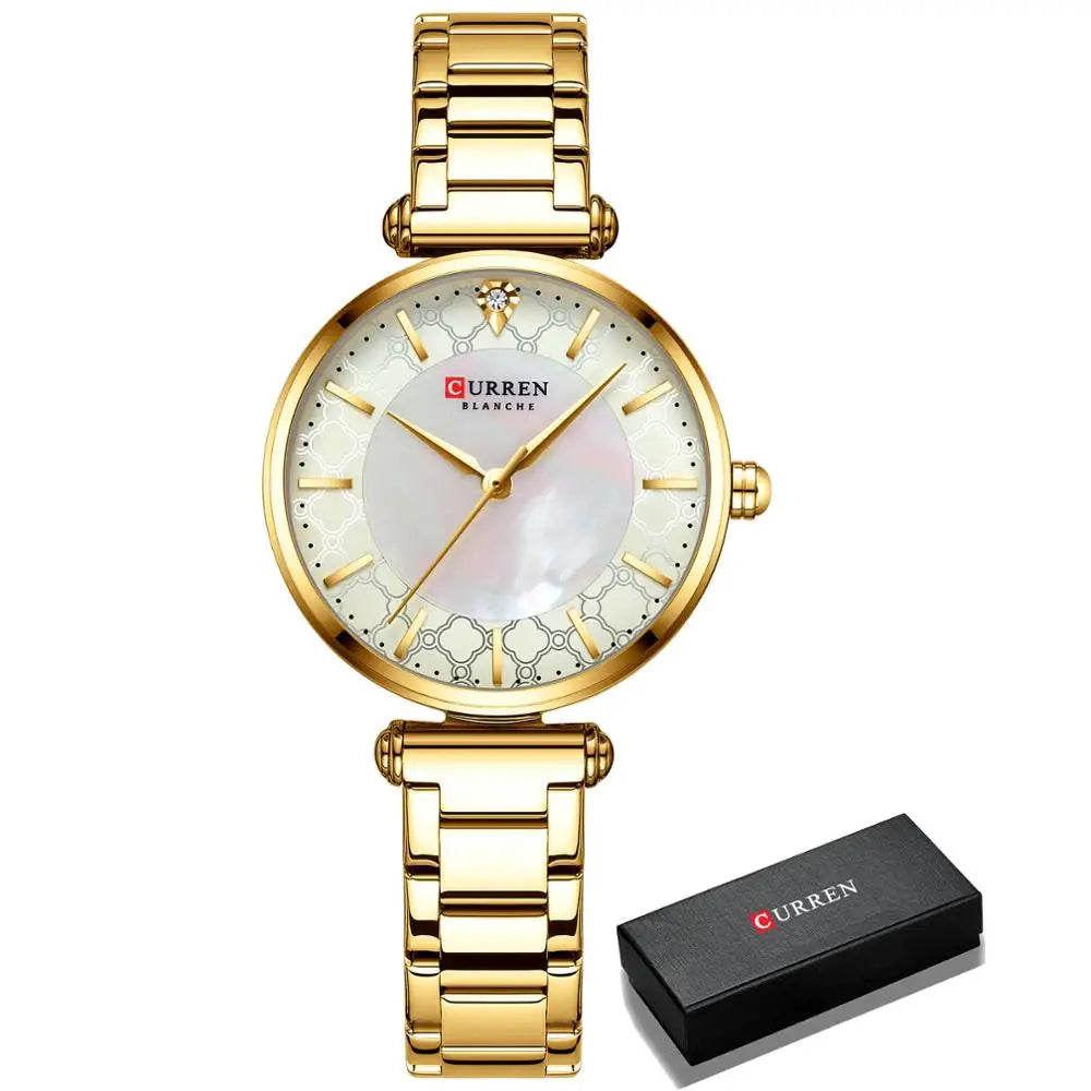 Watches Women CURREN Top Brand Fashion Thin Quartz Wristwatch with Charming Stainless Steel Bracelet часы женские наручные - Sun Studio