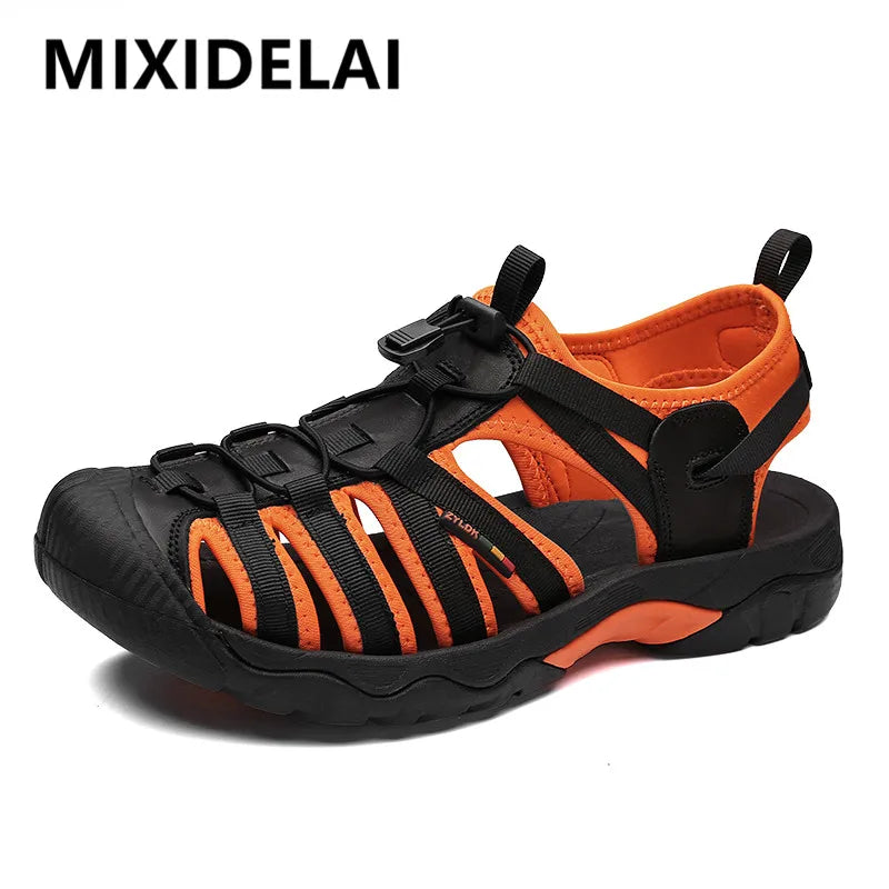 New Summer Genuine Leather Men Sandals Fashion Design Breathable Casual Shoes Men Soft Bottom Outdoor Beach Sandals Big Size 48 - Sun Studio