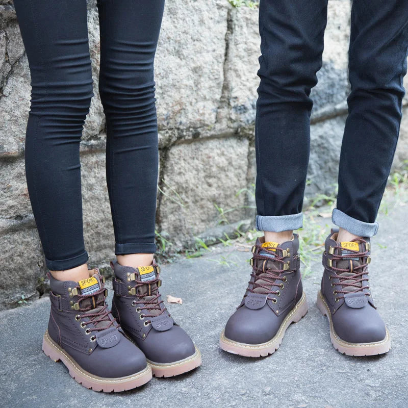 Echtes Leder Herren Winter Frühling Knöchel Trekking Militär Schnee Gelbe Taktische Stiefel Outdoor Schuhe für Frauen Männer Arbeitsschuhe