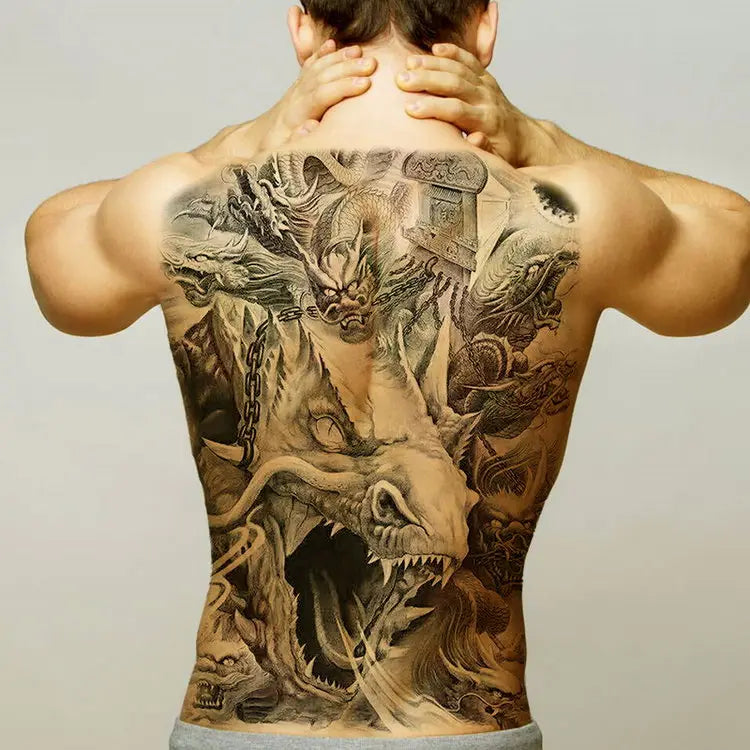 temporary tattoo stickers new designs skull Witch evil black waterproof temporary flash tattoos full back chest for men women - Sun Studio