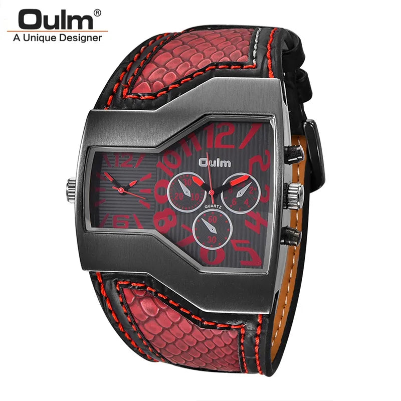 Oulm HP1220 Quartz Watch Male Outdoor Sport Wristwatches Two Time Zone Mens Designer Watches Top Luxury Brand Men Watch - Sun Studio