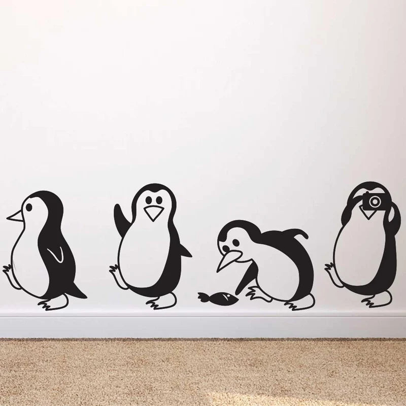 Cute Little Penguin Wall Sticker Home Decor Children's Room Living Room Background Decoration Mural Art Decals Animal Stickers - Sun Studio