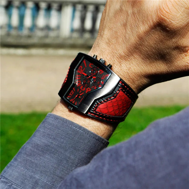 Oulm HP1220 Quartz Watch Male Outdoor Sport Wristwatches Two Time Zone Mens Designer Watches Top Luxury Brand Men Watch - Sun Studio