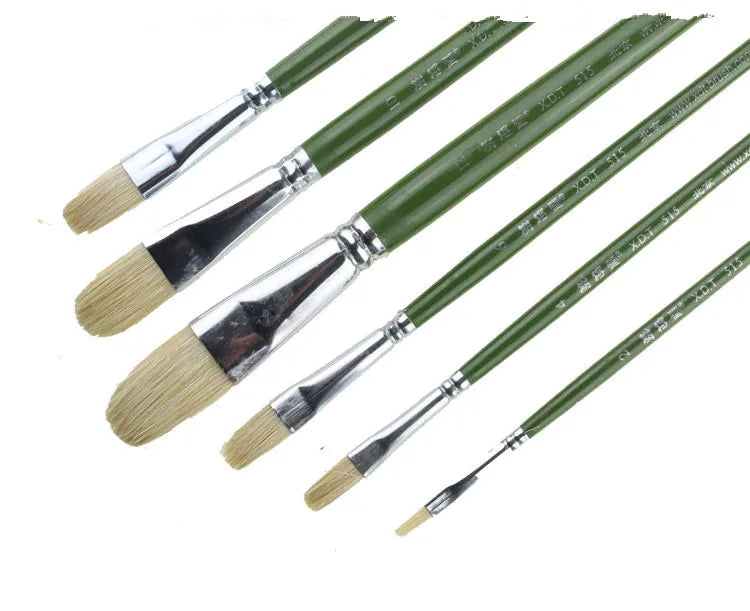 Senior oil painting pen brush bristle suit gouache 6 Pack Paint Brushes - Sun Studio
