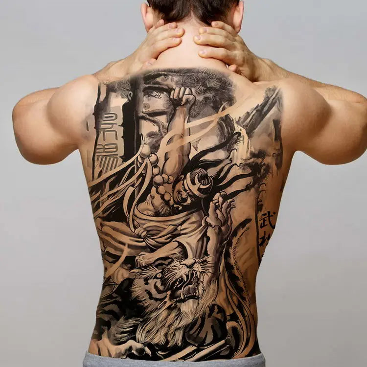 temporary tattoo stickers new designs skull Witch evil black waterproof temporary flash tattoos full back chest for men women - Sun Studio