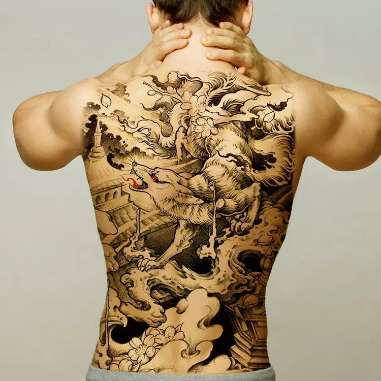 temporary tattoo stickers new designs skull Witch evil black waterproof temporary flash tattoos full back chest for men women - Sun Studio
