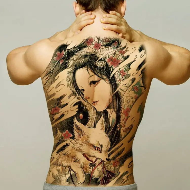 temporary tattoo stickers new designs skull Witch evil black waterproof temporary flash tattoos full back chest for men women - Sun Studio