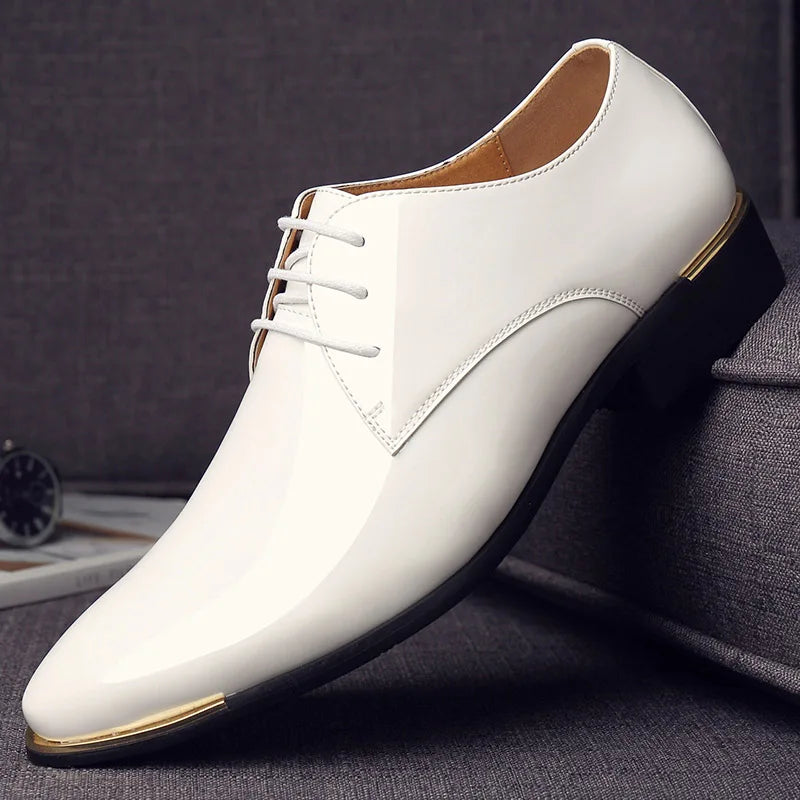 Patent Leather Men Dress Shoes 2021 New Brand Men's Business Shoes Italian Style Fashion Men Wedding Shoes Male Footwear 38-47 - Sun Studio