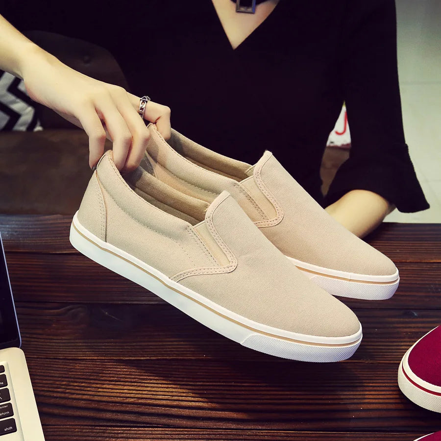 Shenxuanny New  Korean canvas shoes men's slip-on shoes white summer breathable casual shoes trend student sports shoes - Sun Studio