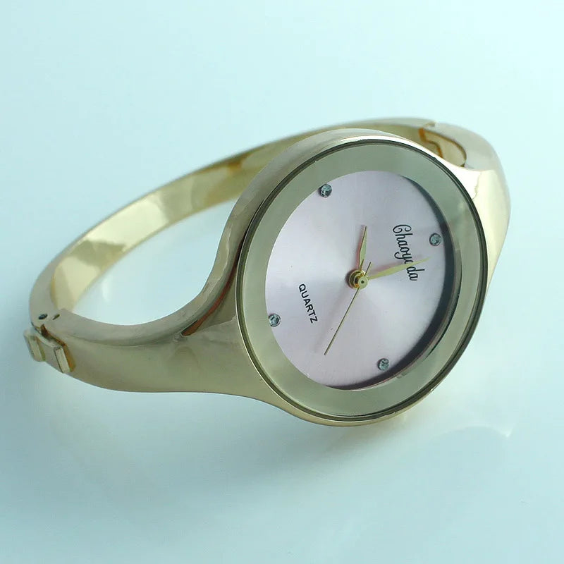 Women Cuff Watch Fashion Casual Round Lady Women Bracelet Girls Watches Gold Watch Stainless Steel Quartz Wrist Watch D1 - Sun Studio