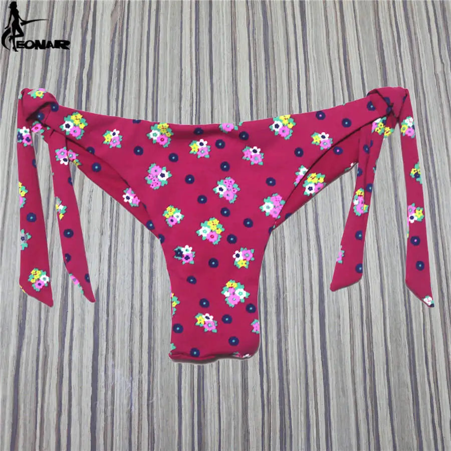 Sexy Solid Thong Bikini Brazilian Cut Swimwear Women Bottom Adjustable Briefs Swimsuit Panties Underwear Thong Bathing Suit - Sun Studio