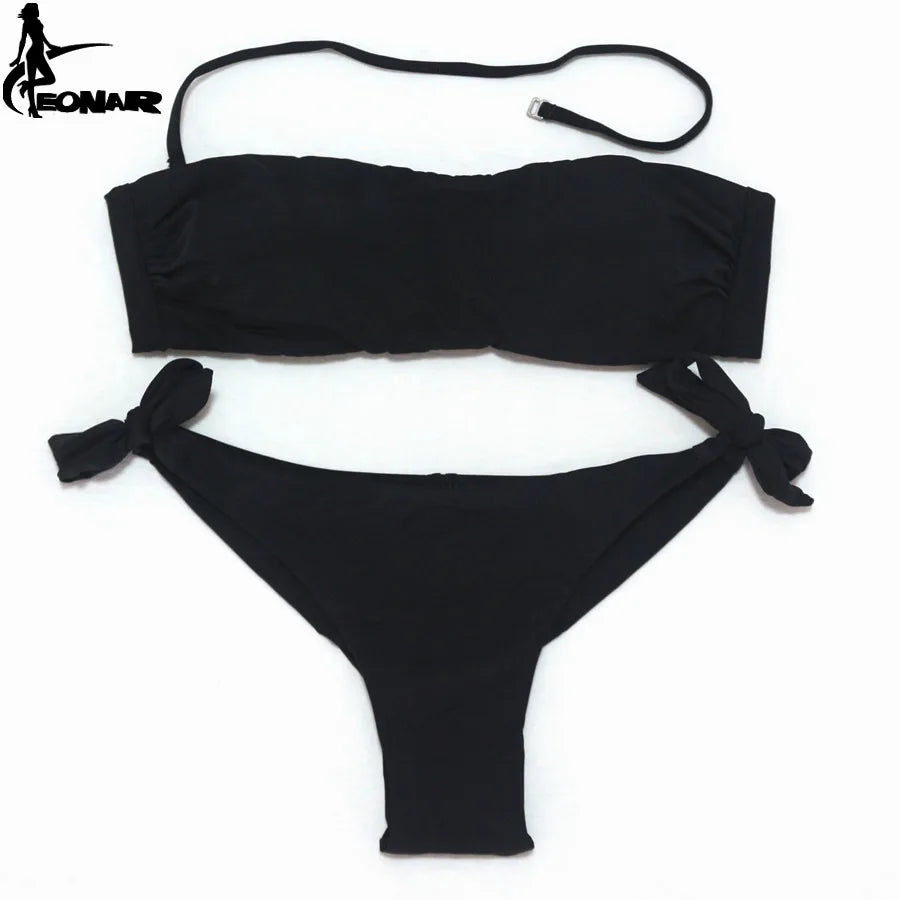 EONAR Bikini 2025 Solid Women Swimsuit  Brazilian Cut Bottom Bikini Set Push Up Swimwear Femme Bathing Suits Sport Beach Wear - Sun Studio