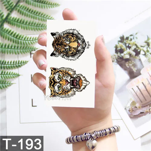 3D Temporary Tattoo Animal Blue Tiger Snake Moth For Boy Girl Children Tattoo Sticker Kids Watercolor Tatto Arm Art - Sun Studio