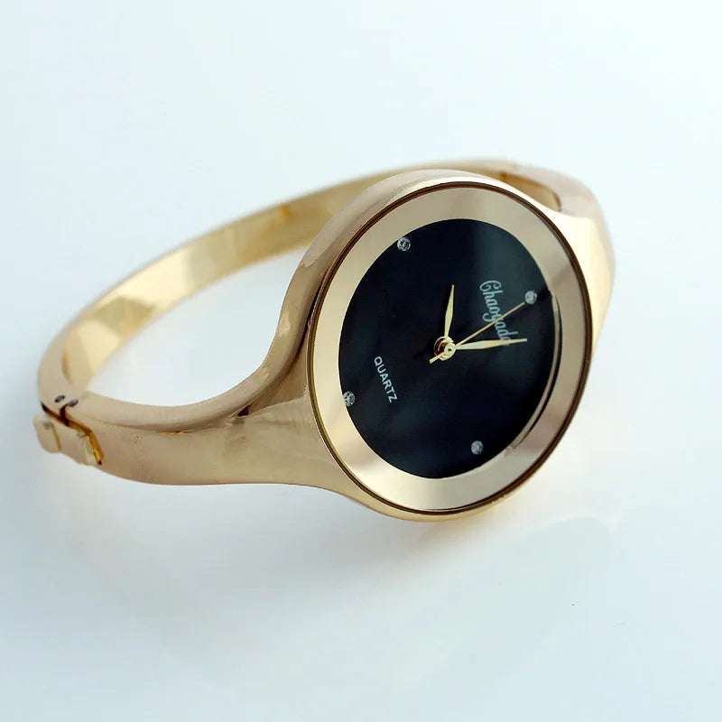 Women Cuff Watch Fashion Casual Round Lady Women Bracelet Girls Watches Gold Watch Stainless Steel Quartz Wrist Watch D1 - Sun Studio