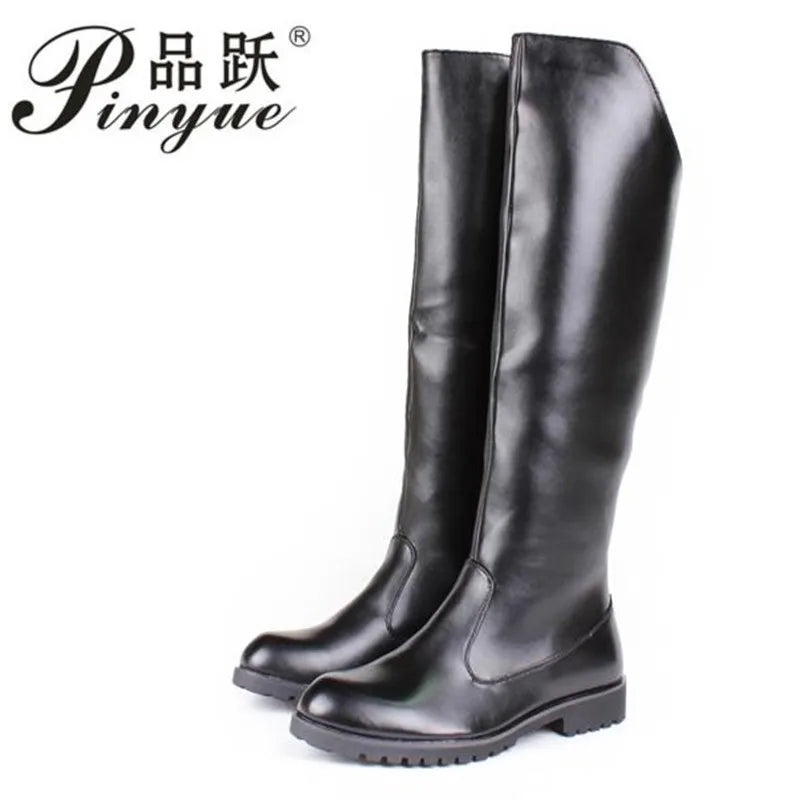 Men British Honour Guard Motorcycle Riding Equestrian Mens Boots Knee High Casual Zipper Cowboy Leather stage boots size 37 46 - Sun Studio