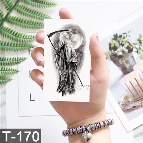 3D Temporary Tattoo Animal Blue Tiger Snake Moth For Boy Girl Children Tattoo Sticker Kids Watercolor Tatto Arm Art - Sun Studio