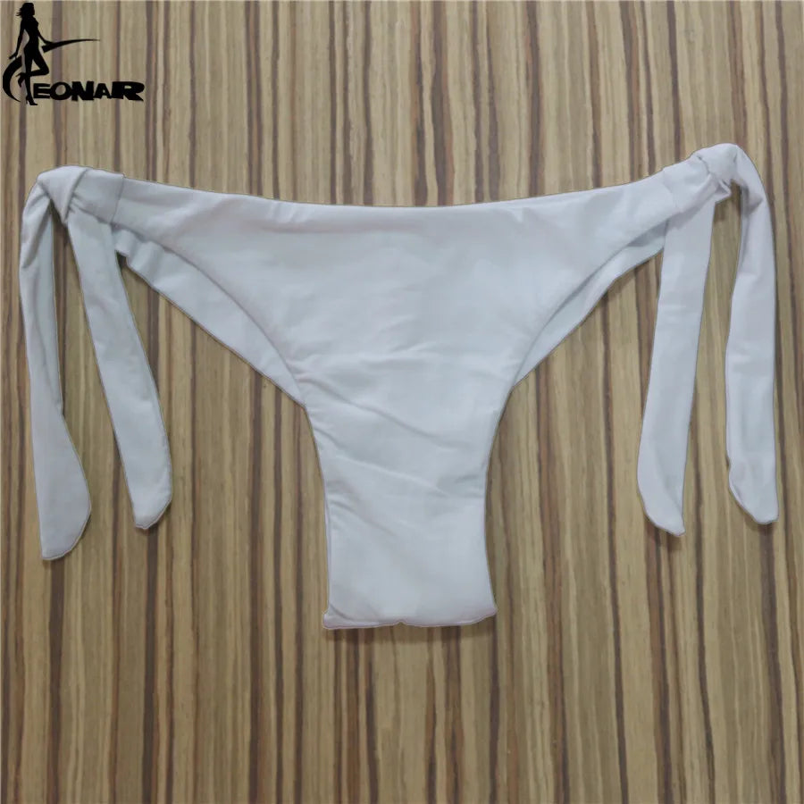 Sexy Solid Thong Bikini Brazilian Cut Swimwear Women Bottom Adjustable Briefs Swimsuit Panties Underwear Thong Bathing Suit - Sun Studio