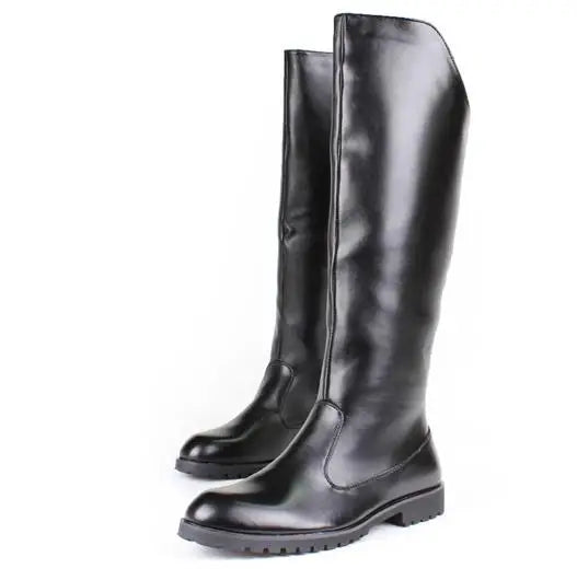 Men British Honour Guard Motorcycle Riding Equestrian Mens Boots Knee High Casual Zipper Cowboy Leather stage boots size 37 46 - Sun Studio