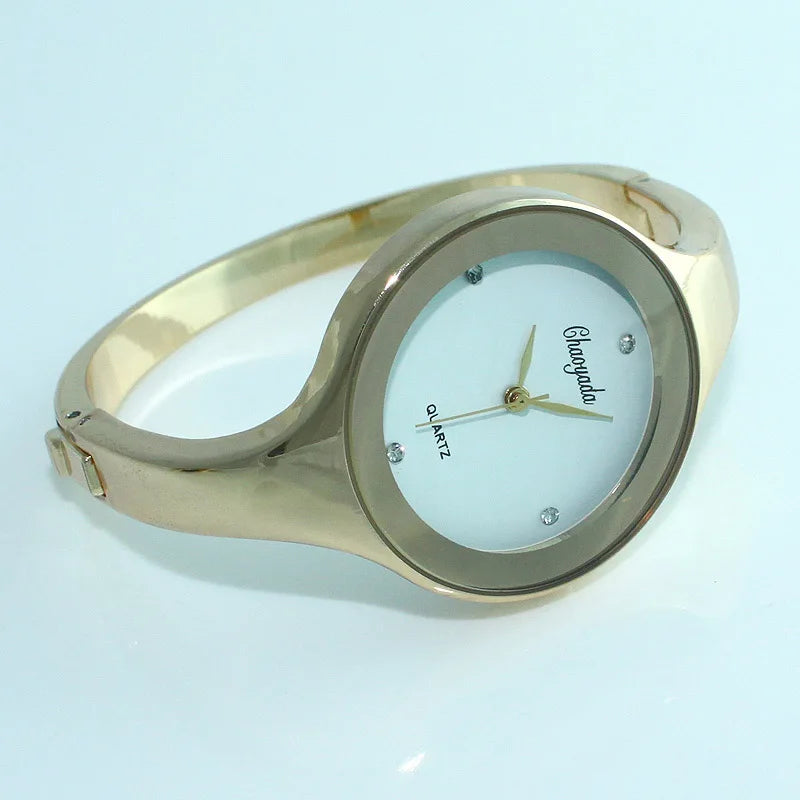 Women Cuff Watch Fashion Casual Round Lady Women Bracelet Girls Watches Gold Watch Stainless Steel Quartz Wrist Watch D1 - Sun Studio