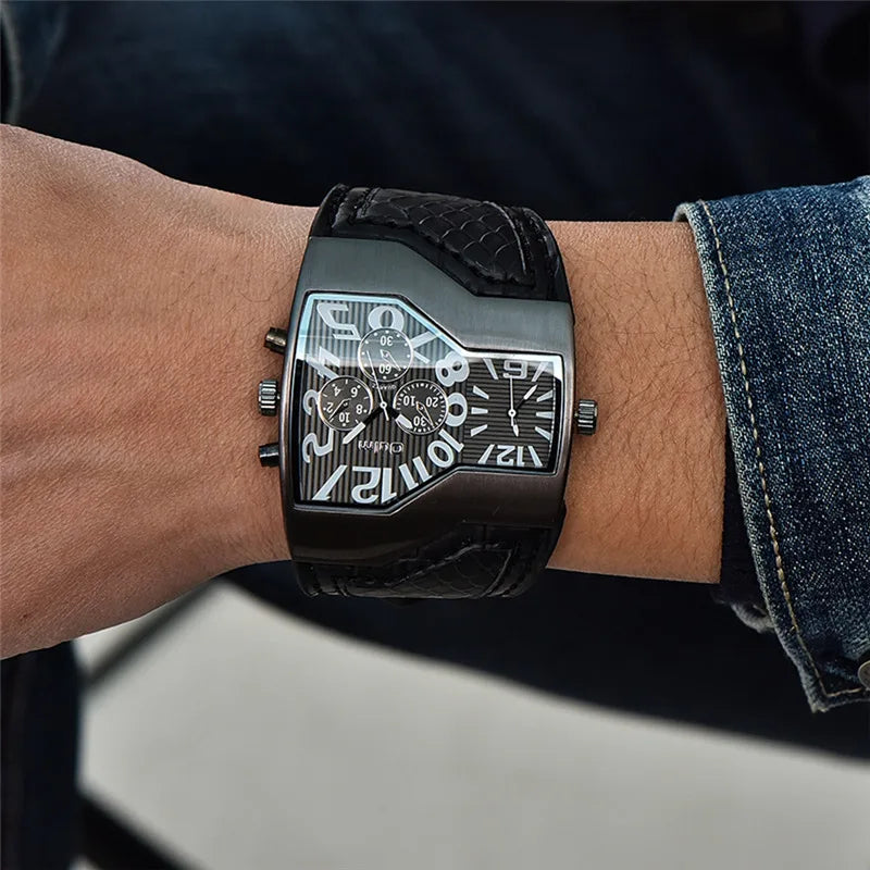 Oulm HP1220 Quartz Watch Male Outdoor Sport Wristwatches Two Time Zone Mens Designer Watches Top Luxury Brand Men Watch - Sun Studio