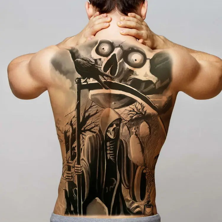 temporary tattoo stickers new designs skull Witch evil black waterproof temporary flash tattoos full back chest for men women - Sun Studio